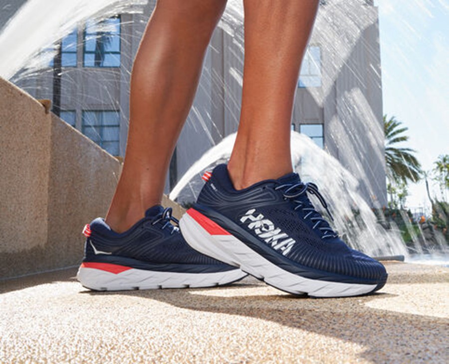 Hoka One One Koşu Ayakkabısı Kadın Lacivert/Beyaz - Bondi 7 - CE3276851